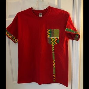 Shirt accented with African fabric